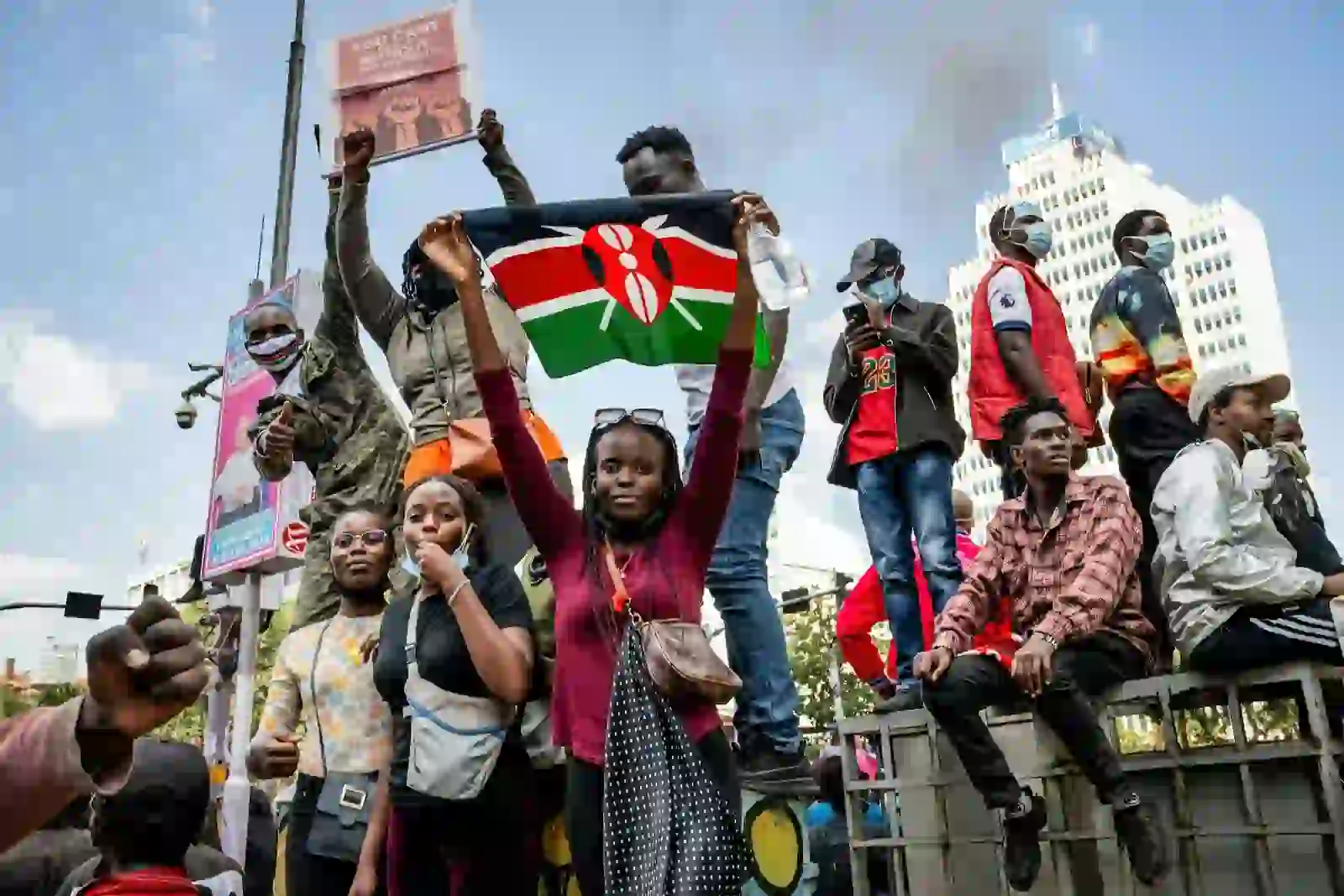 Kenyan youth participating in a protest
